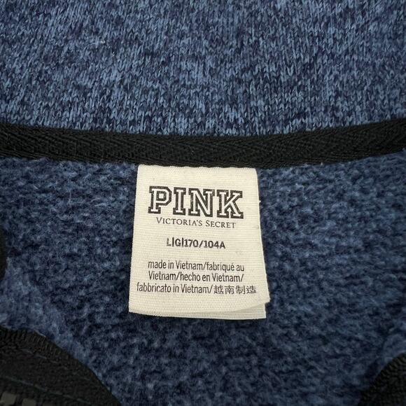 VICTORIA'S SECRET PINK 1/4 ZIP SWEATER OVERSIZED PULLOVER BLUE L Women's - Picture 10 of 12